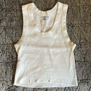 White Ribbed Tank Top